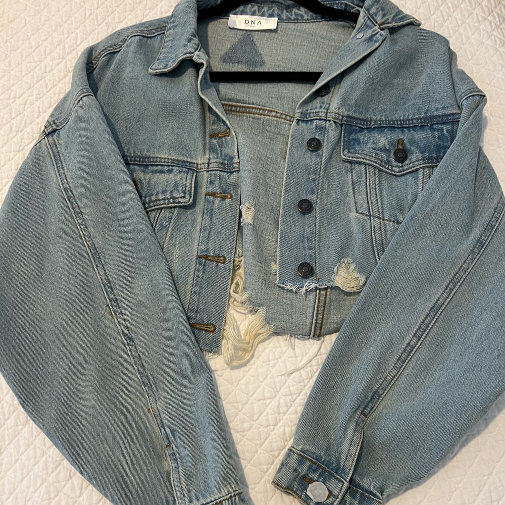 Distressed Cropped Denim Jacket